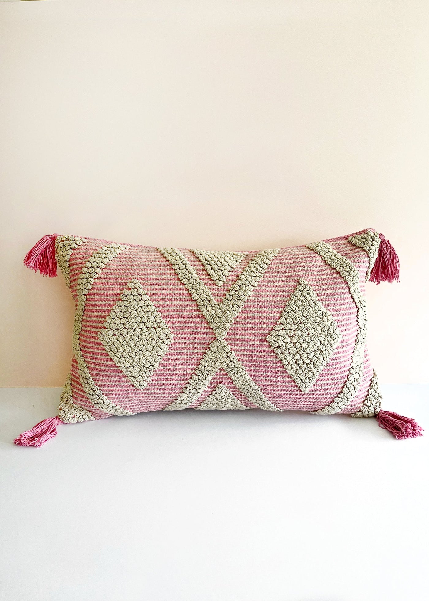 In-Haus Cushion - Woven Natural & Camelia Knot