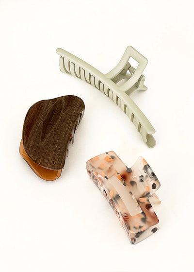 In-Haus Acrylic Hair Clips - Sandy + Saddle Neutrals