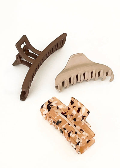 In-Haus Acrylic Hair Clips - Toffee Tan + Taupes